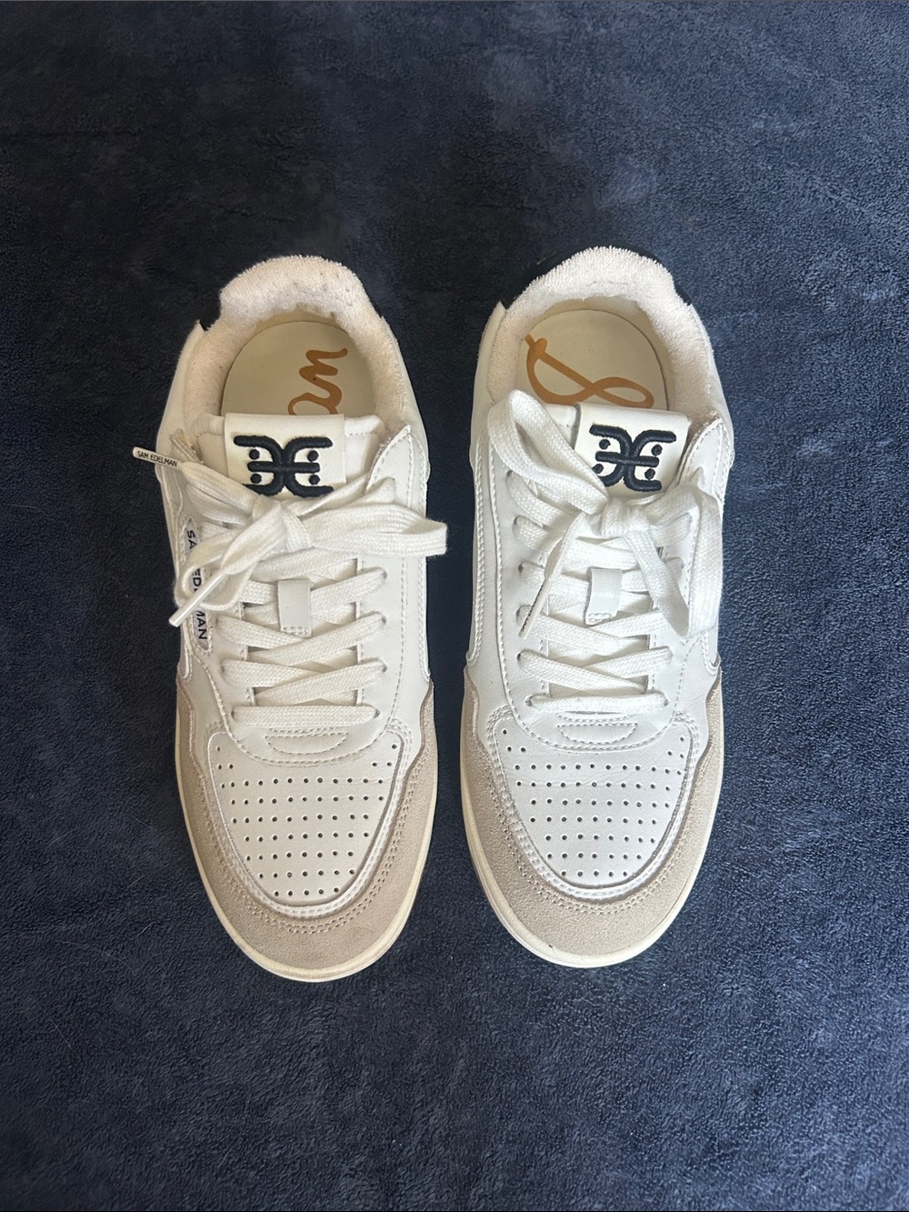 Sam Edelman White and Beige Women's Sneakers